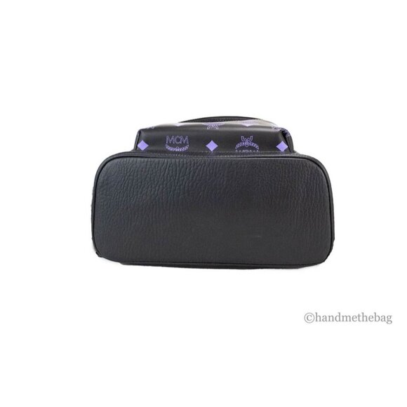 NEW MCM Color Splash Visetos Backpack Green Purple Medium Mixed Leather Bookbag - Picture 8 of 12